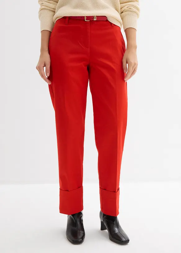 Chinohose mit hohem Baumwoll-Anteil in rot von vorne - bonprix
