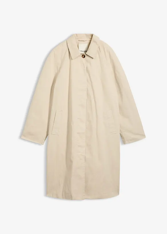 Einreihiger Trenchcoat in beige von vorne - bonprix