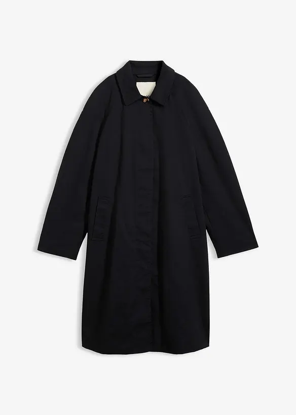 Einreihiger Trenchcoat in schwarz von vorne - bonprix