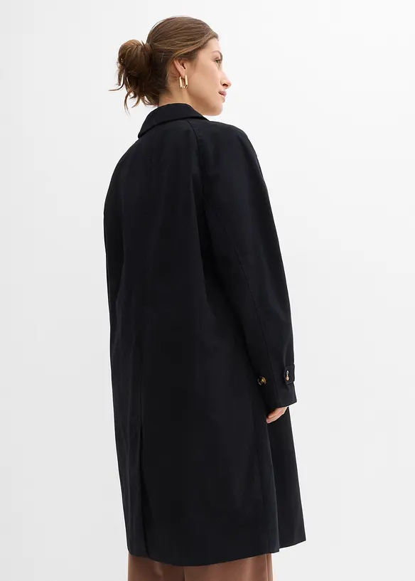 Einreihiger Trenchcoat in schwarz von hinten (Totalaufnahme) - bonprix
