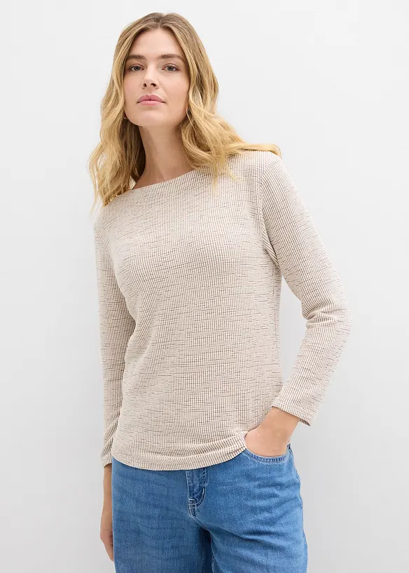 Shirt aus softem Viskose-Mix in weiß von vorne (im Anschnitt) - bonprix