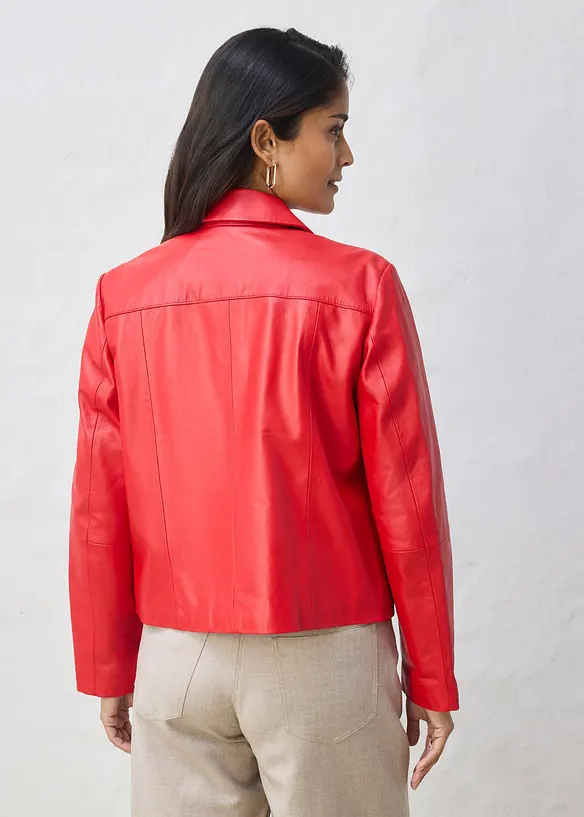 Lederjacke aus softem Lammnappa in rot von hinten (im Anschnitt) - bonprix