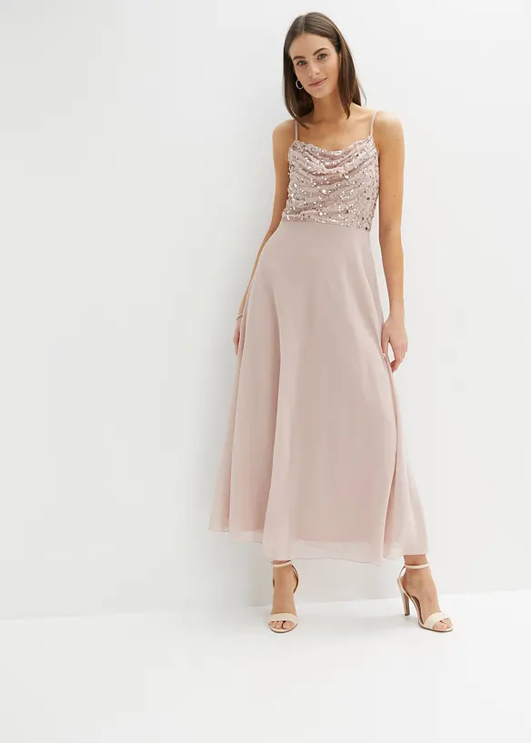 Trägerkleid mit Paillettenstickerei in rosa von vorne (Totalaufnahme) - bonprix Trägerkleid mit Paillettenstickerei in rosa von vorne (Totalaufnahme) - bonprix