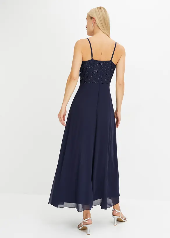 Trägerkleid mit Paillettenstickerei in blau von hinten (Totalaufnahme) - bonprix Trägerkleid mit Paillettenstickerei in blau von hinten (Totalaufnahme) - bonprix