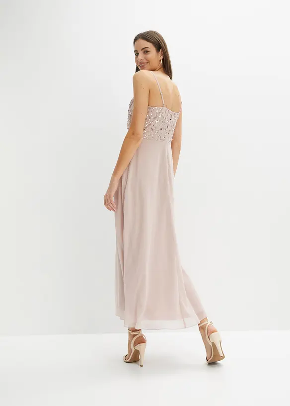 Trägerkleid mit Paillettenstickerei in rosa von hinten (Totalaufnahme) - bonprix Trägerkleid mit Paillettenstickerei in rosa von hinten (Totalaufnahme) - bonprix