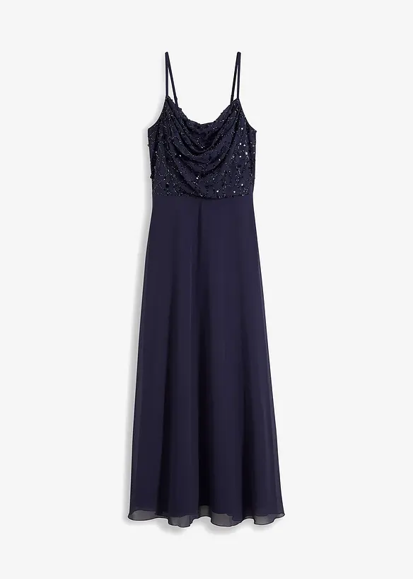 Trägerkleid mit Paillettenstickerei in blau von vorne - bonprix Trägerkleid mit Paillettenstickerei in blau von vorne - bonprix