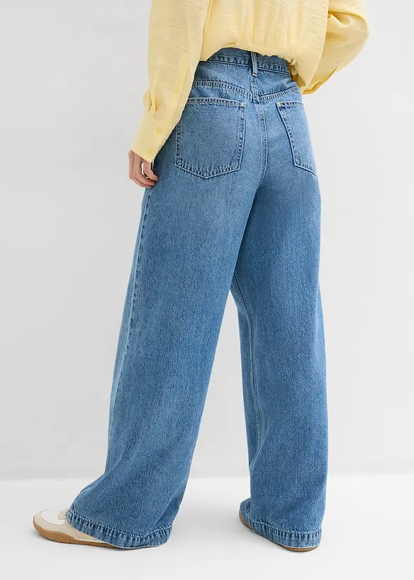 Super Wide Palazzo-Jeans, Baumwolle in blau von hinten - bonprix