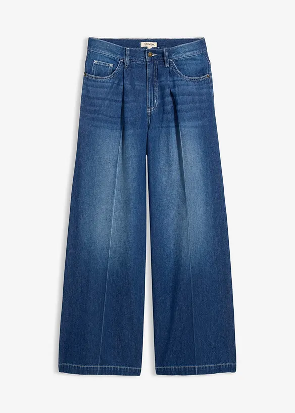 Super Wide Palazzo-Jeans, Baumwolle in blau von vorne - bonprix