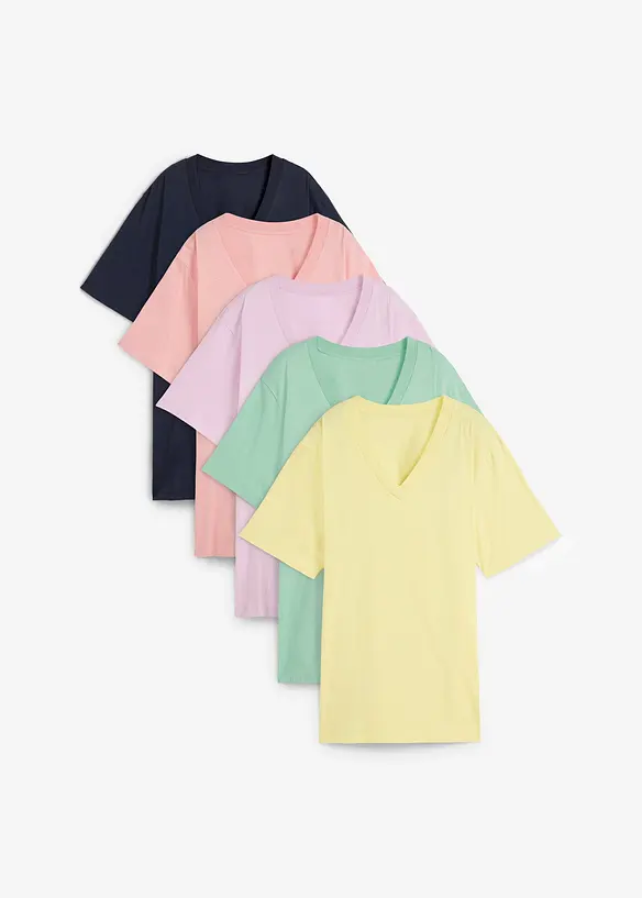Longshirt (5er Pack) in rosa von vorne - bonprix