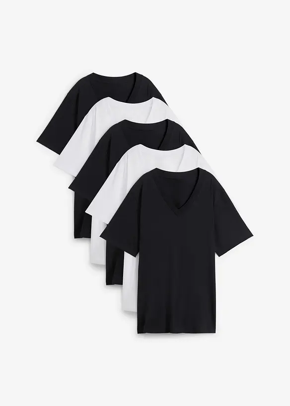 Longshirt (5er Pack) in schwarz von vorne - bonprix Longshirt (5er Pack) in schwarz von vorne - bonprix