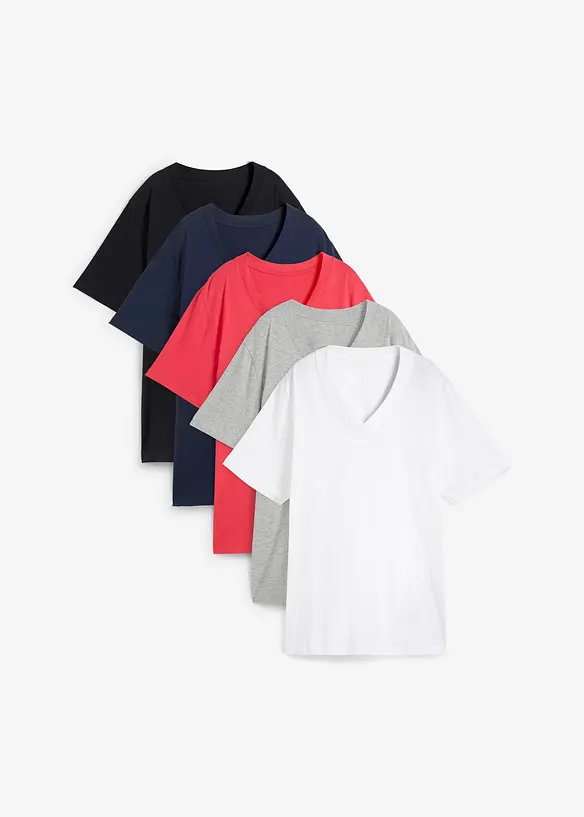 Longshirt (5er Pack) in schwarz von vorne - bonprix