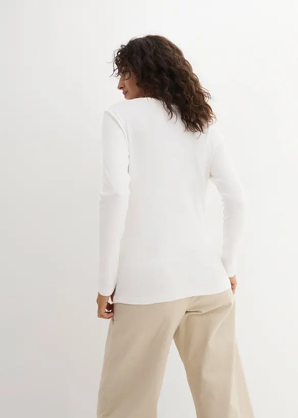 Langarmshirt aus reiner Bio-Baumwolle in weiß von hinten (im Anschnitt) - bonprix Langarmshirt aus reiner Bio-Baumwolle in weiß von hinten (im Anschnitt) - bonprix