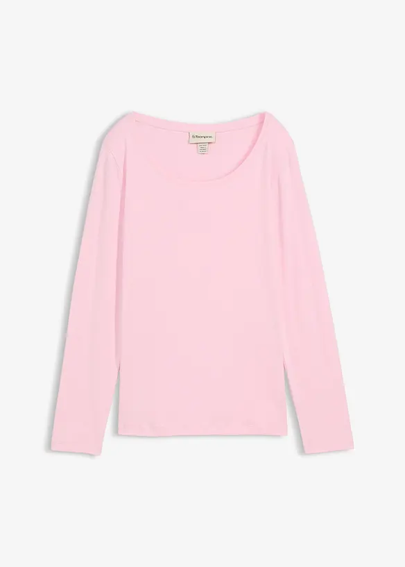 Langarmshirt aus reiner Bio-Baumwolle in rosa von vorne - bonprix