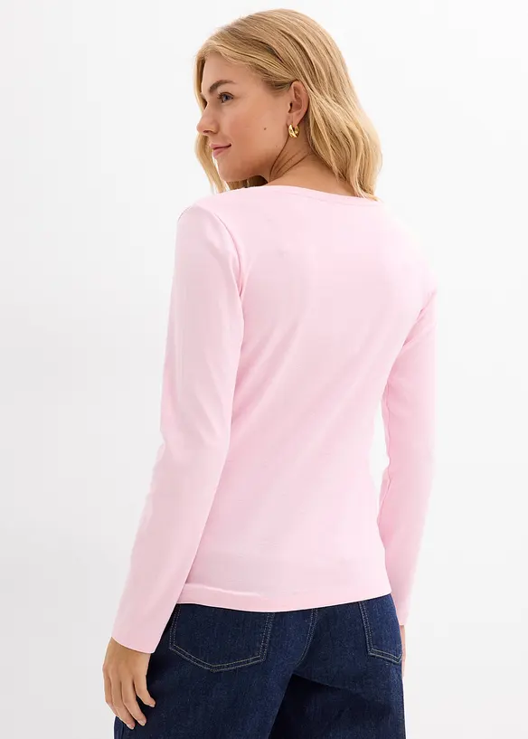 Langarmshirt aus reiner Bio-Baumwolle in rosa von hinten (im Anschnitt) - bonprix