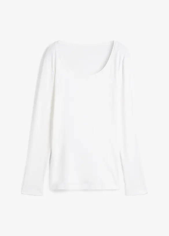 Langarmshirt aus reiner Bio-Baumwolle in weiß von vorne - bonprix Langarmshirt aus reiner Bio-Baumwolle in weiß von vorne - bonprix