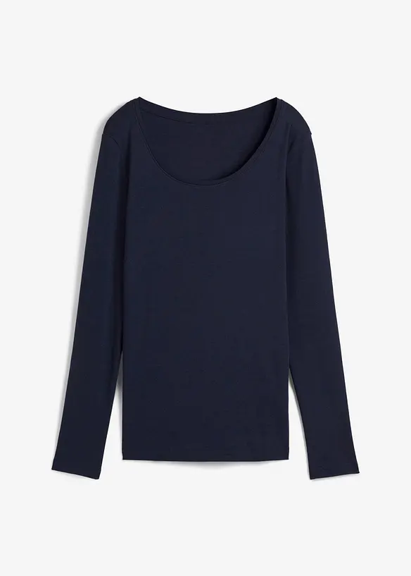 Langarmshirt aus reiner Bio-Baumwolle in blau von vorne - bonprix Langarmshirt aus reiner Bio-Baumwolle in blau von vorne - bonprix
