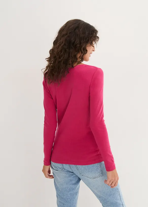 Langarmshirt aus reiner Bio-Baumwolle in pink von hinten (im Anschnitt) - bonprix Langarmshirt aus reiner Bio-Baumwolle in pink von hinten (im Anschnitt) - bonprix