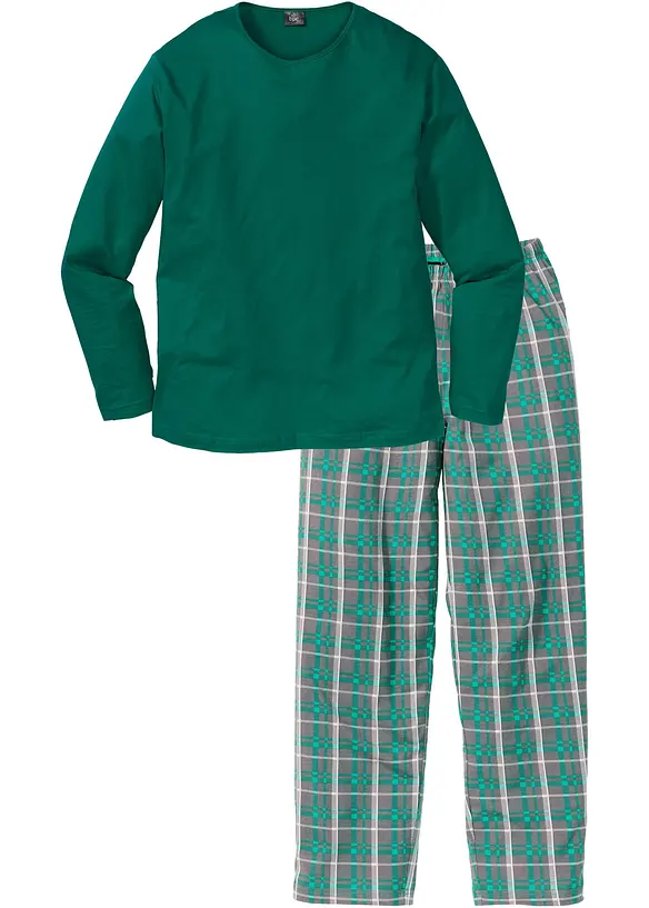 Pyjama aus reiner Baumwolle und mit langen Ärmeln in grün - bonprix