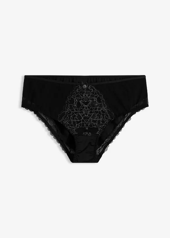 Maxislip mit zarter Spitze in schwarz von vorne - bonprix