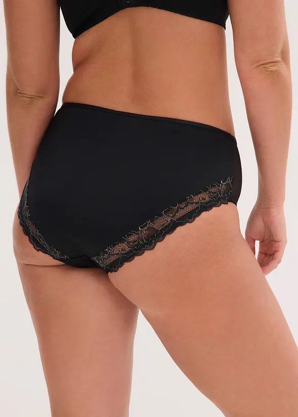 Maxislip mit zarter Spitze in schwarz von hinten - bonprix