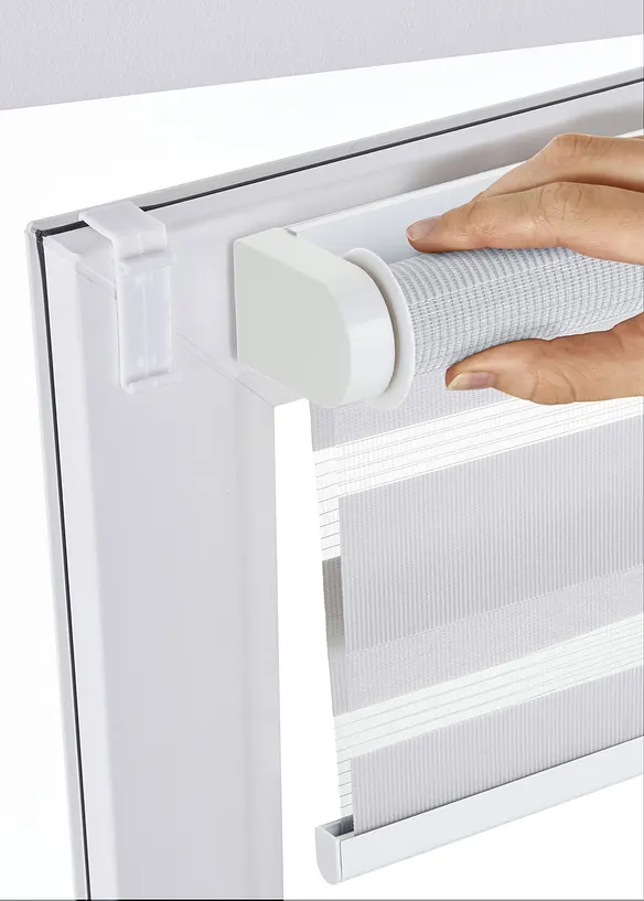 Schnurloses Doppelrollo in grau - bonprix