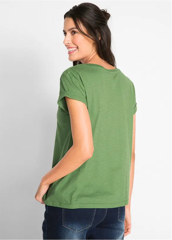 Boxy-Shirt in grün von hinten (im Anschnitt) - bonprix