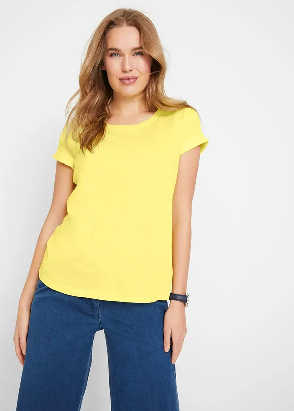 Boxy-Shirt in gelb von vorne (im Anschnitt) - bonprix