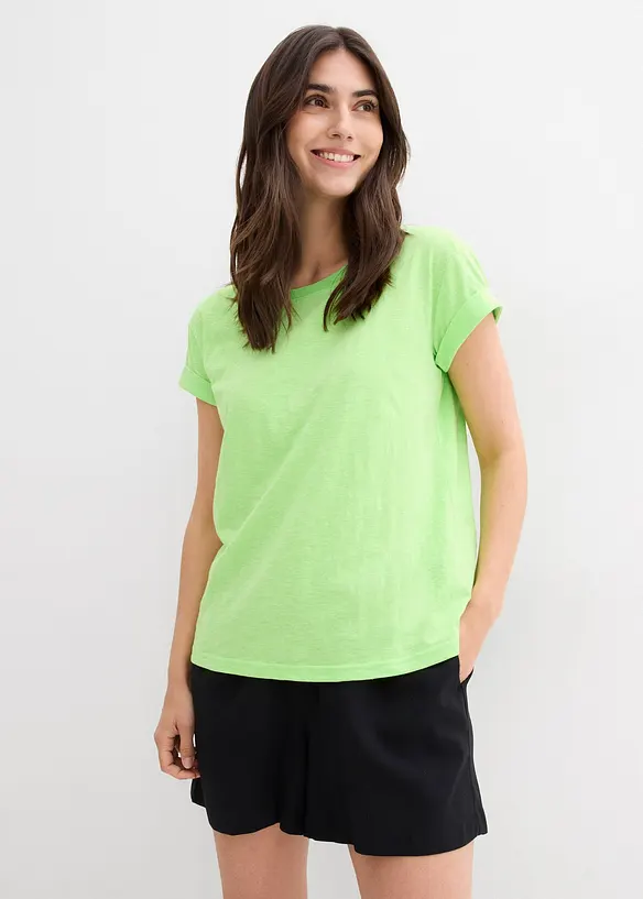 Boxy-Shirt in grün von vorne (im Anschnitt) - bonprix