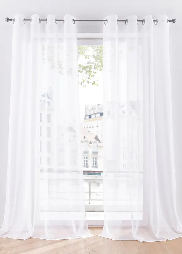 Transparente Gardine mit feiner Struktur, auch in extralang (1er Pack) in weiß - bonprix