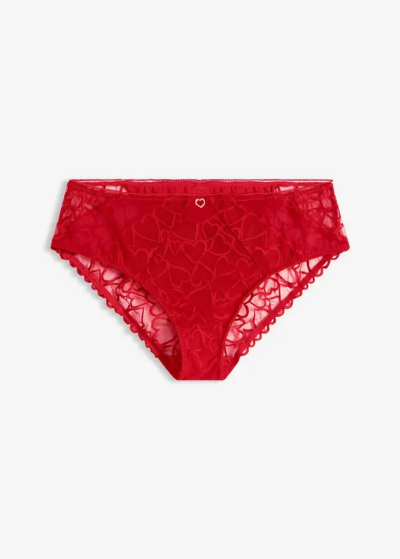 Maxislip mit zarter Spitze in rot von vorne - bonprix