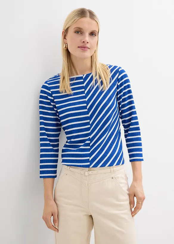 Shirt in blau von vorne (im Anschnitt) - bonprix