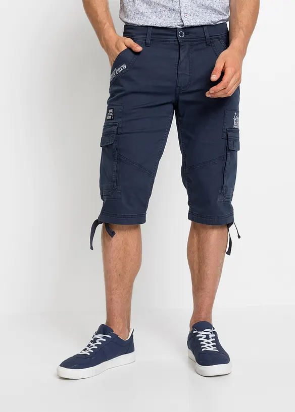 Long-Bermuda mit Cargotaschen in Regular-Fit in blau von vorne - bonprix