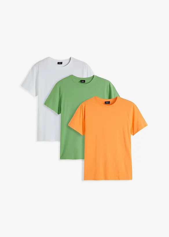 T-Shirt in Regular Fit (3er Pack) in orange von vorne - bonprix