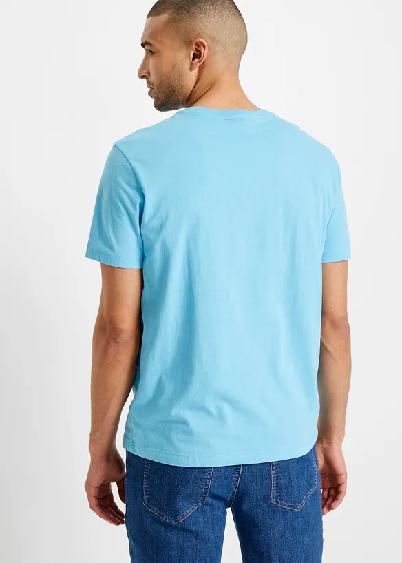 T-Shirt in Regular Fit (3er Pack) in blau von hinten (im Anschnitt) - bonprix