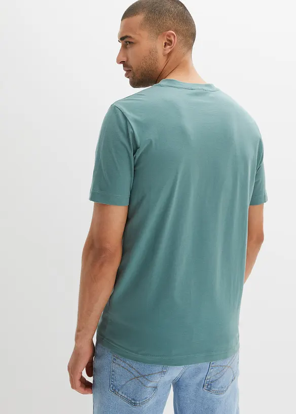 Henleyshirt aus reiner Bio-Baumwolle (2er Pack) in blau von hinten (im Anschnitt) - bonprix