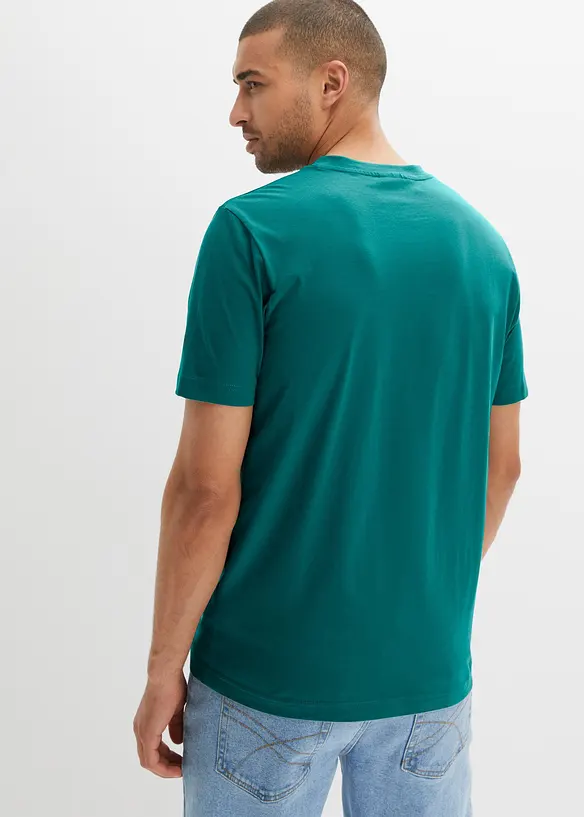Henleyshirt aus reiner Bio-Baumwolle (2er Pack) in schwarz von hinten (im Anschnitt) - bonprix