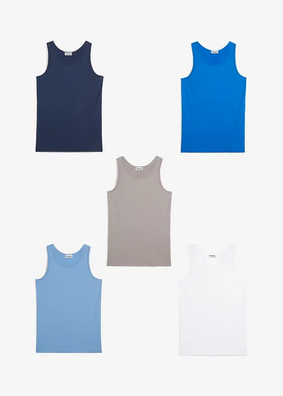Unterhemd mit weicher Baumwolle (5er Pack) in blau - bonprix