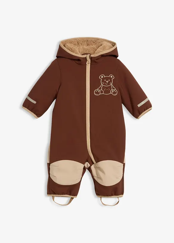 Softshell Overall mit Teddyfleece in braun von vorne - bonprix