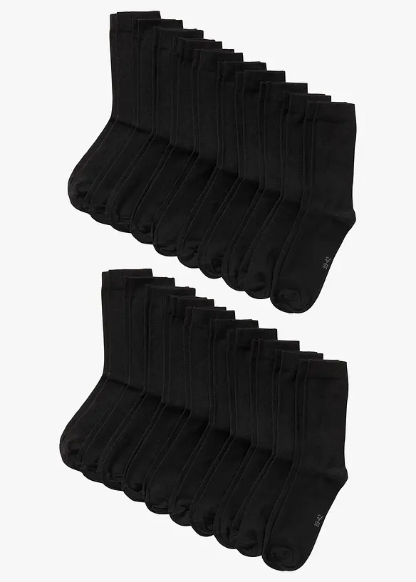 Socken mit Bio-Baumwolle (20er Pack) in schwarz von vorne - bonprix