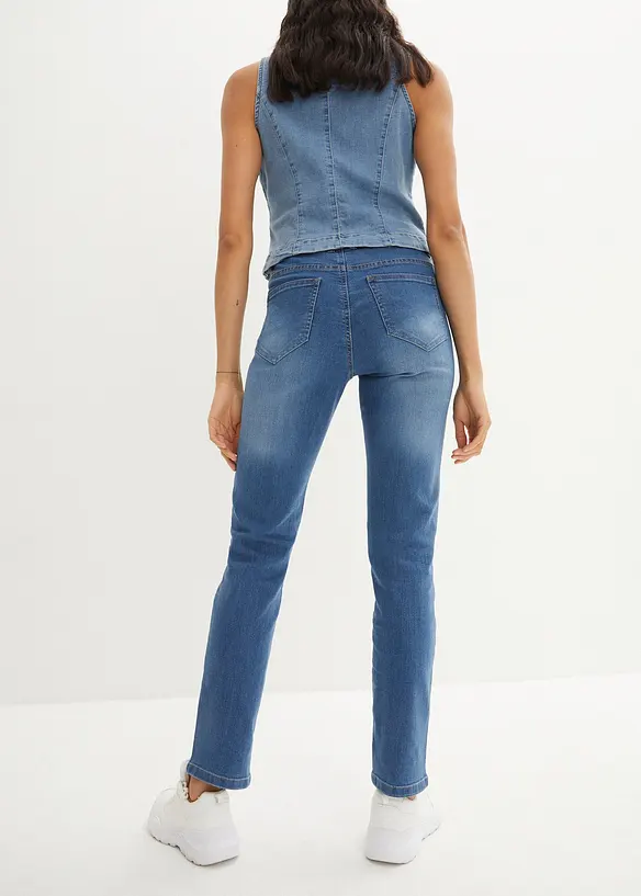Straight Jeans Mid Waist, Stretch in blau von hinten - bonprix