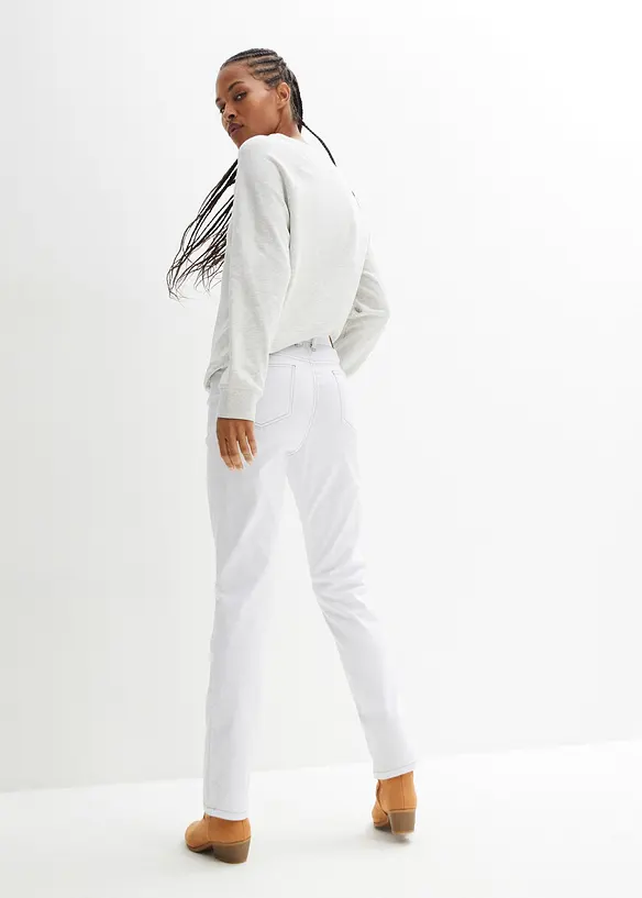 Straight Jeans Mid Waist, Stretch in weiß von hinten - bonprix