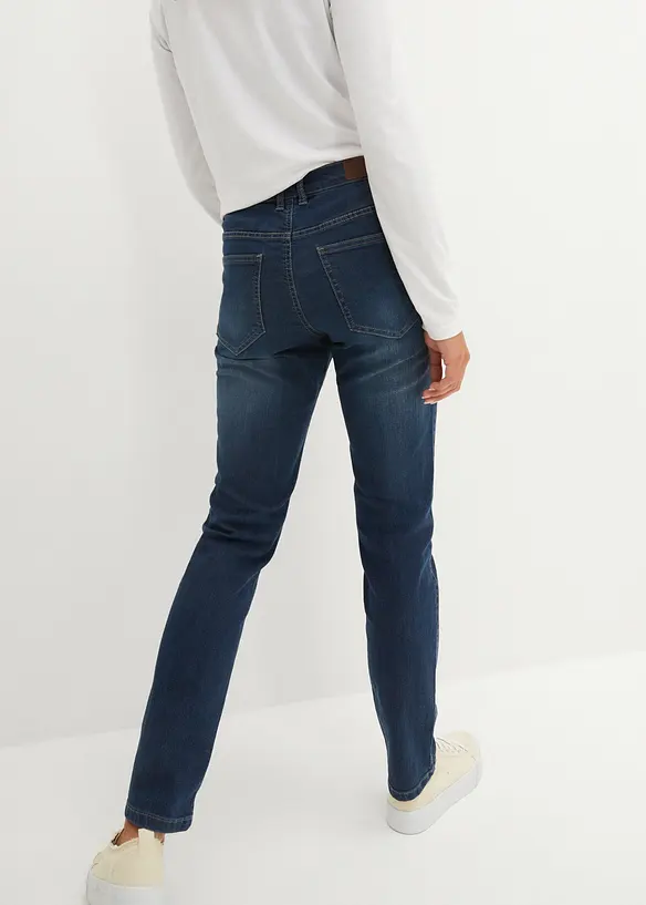 Straight Jeans Mid Waist, Stretch in blau von hinten - bonprix