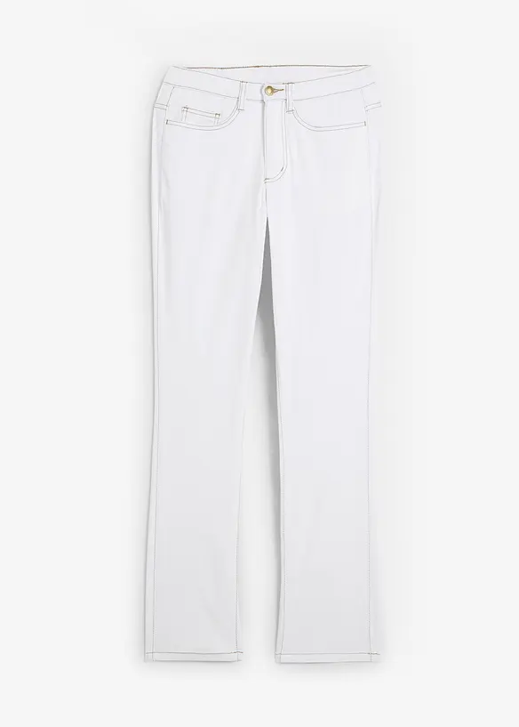 Straight Jeans Mid Waist, Stretch in weiß von vorne - bonprix