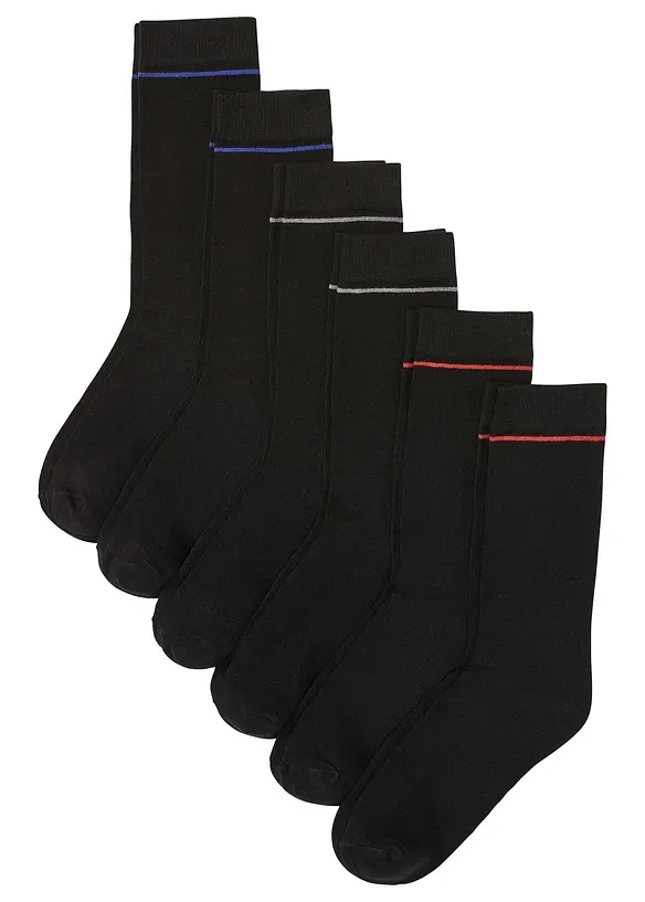 Socken mit Bio-Baumwolle (6er Pack) in schwarz von vorne - bonprix