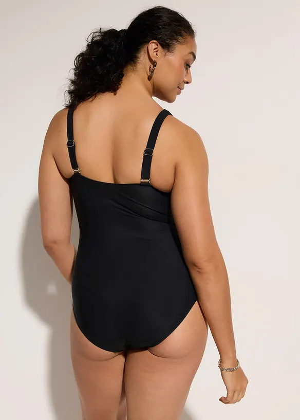Light Shape-Badeanzug mit transparentem Mesh in schwarz von hinten (Totalaufnahme) - bonprix