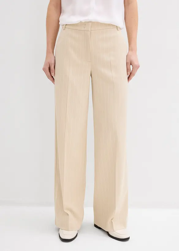 Marlenehose mit Nadelstreifen in beige von vorne - bonprix