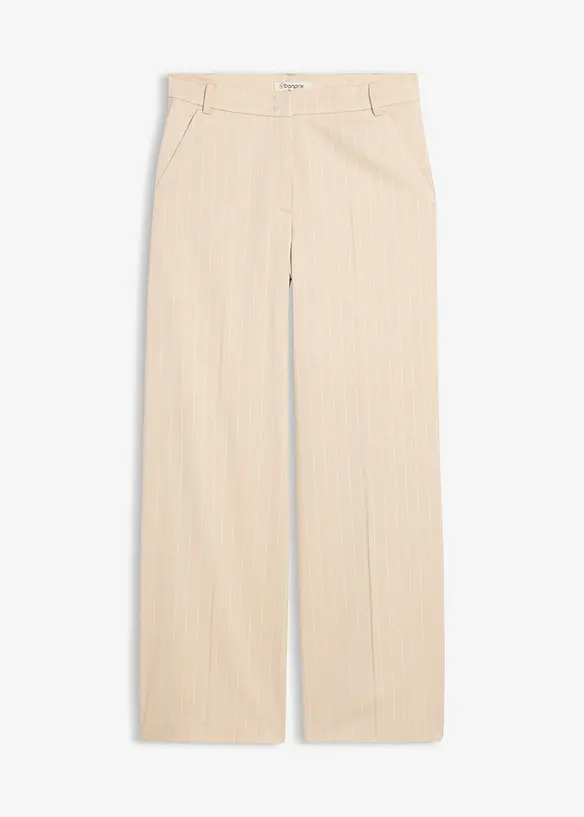 Marlenehose mit Nadelstreifen in beige von vorne - bonprix