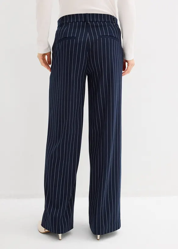 Marlenehose mit Nadelstreifen in blau von hinten - bonprix