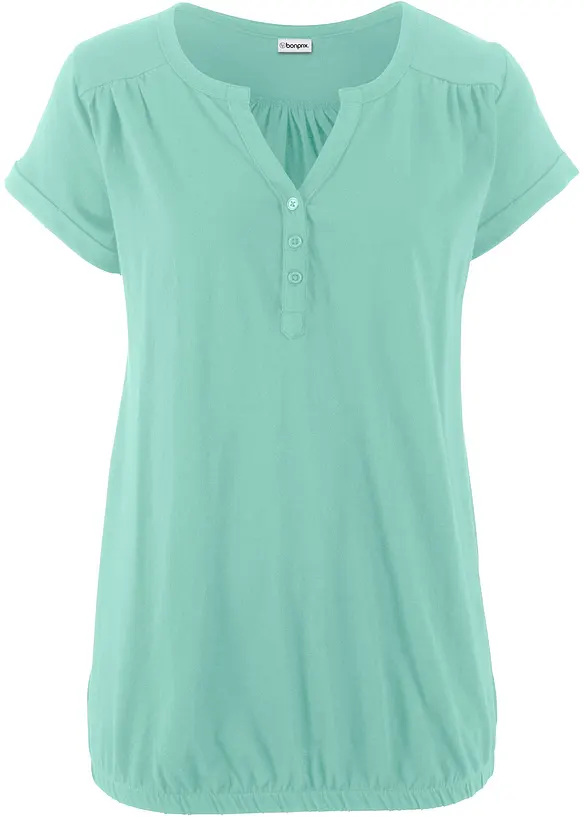 Baumwoll-Shirt, Kurzarm in grün - bonprix