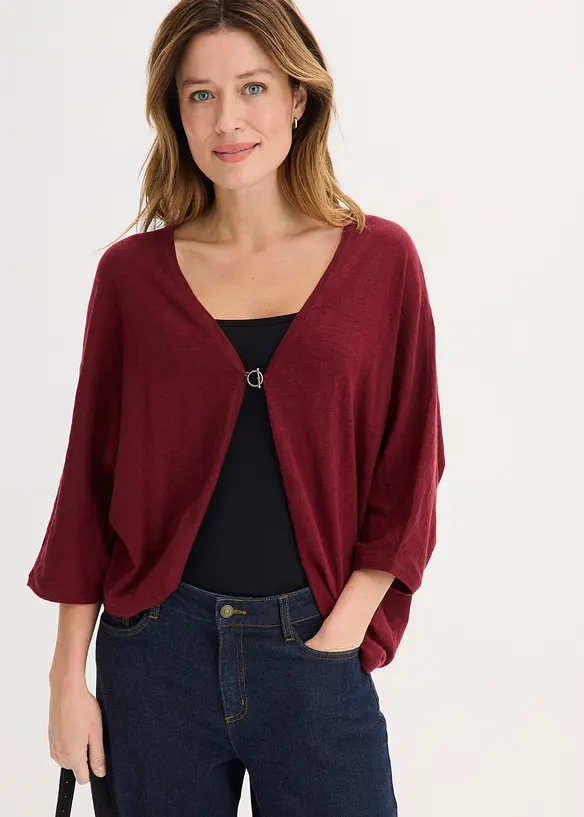 Feinstrickjacke aus reiner Baumwolle in rot von vorne (im Anschnitt) - bonprix Feinstrickjacke aus reiner Baumwolle in rot von vorne (im Anschnitt) - bonprix